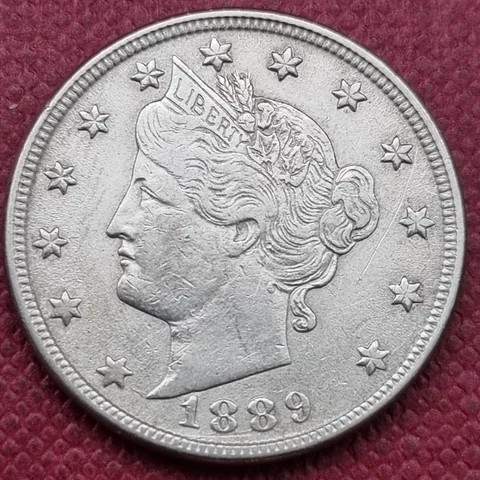 1889 Liberty Head Nickel 5c Higher Grade XF - AU #60574 Cover