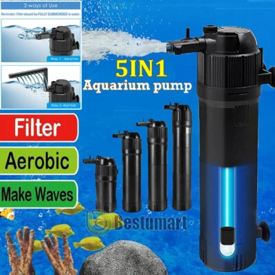 Filtro Esterilizador UV 5 en 1 Luz Oxígeno Bomba Interna Acuario Pecera Limpio Foto 1 de 4