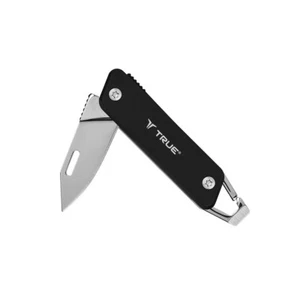 True Utility Modern Key Chain Knife BLACK Compact Clip Point Blade TRU-KNF - Picture 1 of 4