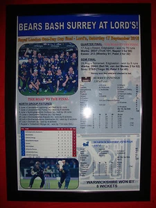 Warwickshire Bears Royal London One-Day Cup 2016 ganadores - impresión enmarcada - Imagen 1 de 2