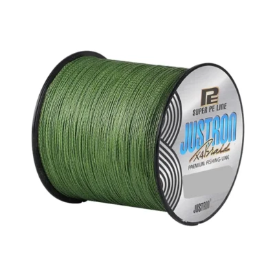 Braided Fishing Line New -JUSTRON - 500m X4 Braid- X8 Braid- Moss Green - Image 1 of 3