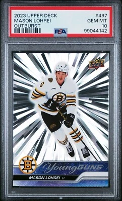 2023-24 Upper Deck Young Guns Outburst Mason Lohrei #497 Rookie RC - PSA 10 Gem! - Image 1 of 2