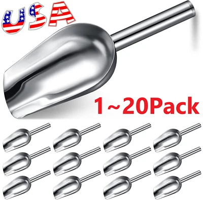 Cuchara de acero inoxidable barra de caramelos de hielo productos secos palomitas de maíz cuchara comercial 12 oz Foto 1 de 4