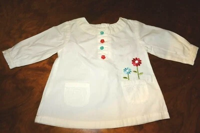 Reizendes Blüschen für Baby Girlies 3 Mon. v. GEORGE UK Cotton weiß m.Stickereii - Bild 1 von 4