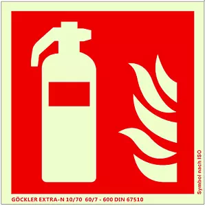 Feuerlöscher Symbol Schild 15x15cm Kunststoff langnachleuchtend ASR A1.3 ISO7010 - Bild 1 von 2