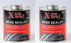 2 pc X-TRA SEAL Tire Bead Sealer-Black w/Brush Top Can 1 Quart Cans PROFESSIONAL - Picture 1 of 1