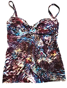 St. Tropez Tankini Badeoberteil Damen 8 gepolsterte BH lila blau weiß - Bild 1 von 11