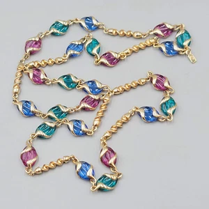 Vintage Swarovski Multi Colored Gripoix Necklace 33" - Picture 1 of 11