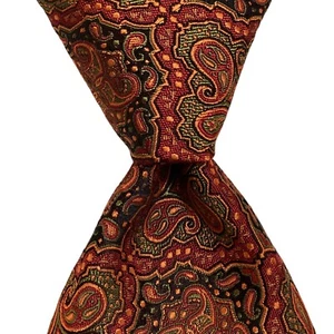 ROBERT TALBOTT Carmel Men's Silk Necktie USA Designer PAISLEY Red/Green PERFECT - Picture 1 of 3