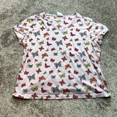 Camisa de dormir Nick & Nora para mujer grande púrpura claro estampado mariposa pijama top Foto 1 de 4