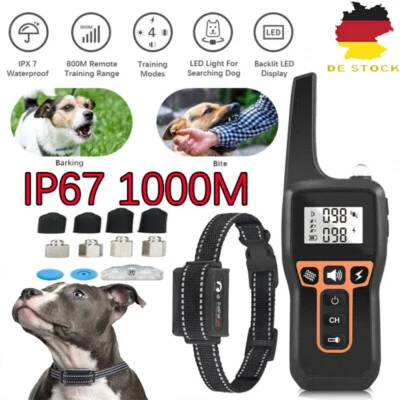 1000M Hund Ausbildung Erziehungshalsband Stromschlag Hunde Vibration Ton e-Shock - Bild 1 von 4