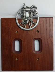Wagon Wheel And Saddle Double Light Switch Cover - Picture 1 of 5