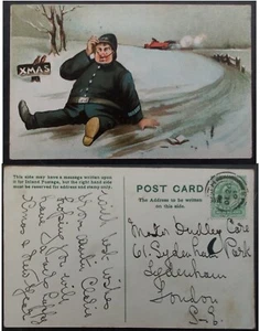 1907 Great Britain Christmas Postcard ties 1/2d stamp cd Bath to London - Picture 1 of 3