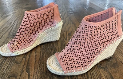 Vince Camuto Lereena Espadrille Wedge Pink Leather Open Toe Shoes Women's US 8M - Image 1 of 4