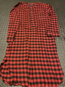 1 Polo Ralph Lauren Men's Pajama Sleep Shirt Long Gown Flannel Red Black Medium - Picture 1 of 4