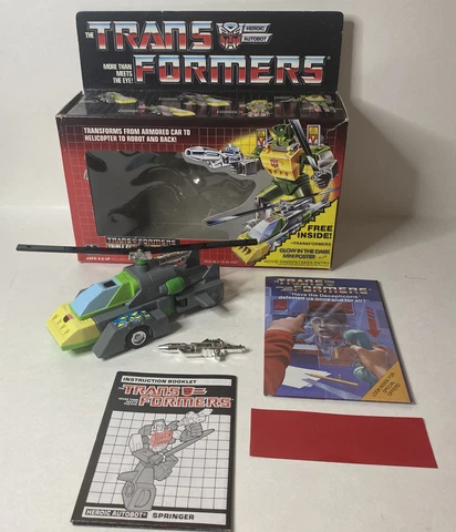 Vintage G1 Transformers, Springer, Triple Changer, Toy 100% Complete, in box Cover