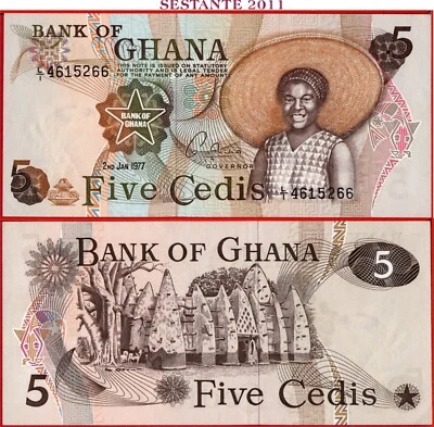 $ GHANA - 5 CEDIS 2.1. 1977 - Prefix L1 - P 15b - UNC; free shipping from 100$ - Image 1 of 3