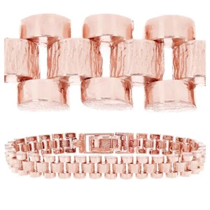 10k Rose Gold Watch Link Bracelet Adjustable 7-7.5" 8.5mm 17.5 grams - Picture 1 of 3