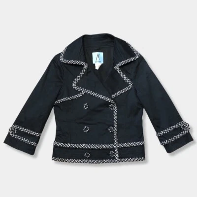 $268 Chaqueta Blazer Marciano De Colección Años 90 00 Y2K B&W Pata de Gallo Tweed Lana Corta XS Foto 1 de 4