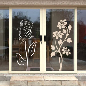 French Door Window Stickers / 2 Different Design Flower Stickers N177 - Picture 1 of 14