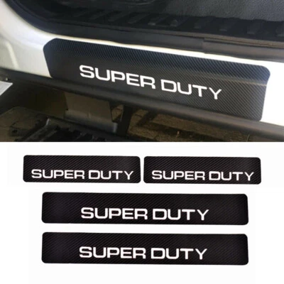 Adhesivo protector de cubierta de umbral de puerta de coche de cuero de fibra de carbono para Ford Super Duty 4* Foto 1 de 4