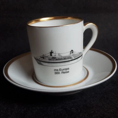 Fürstenberg Moccatasse Schiff-Motiv MS Europa Jubiläumsfahrt 300 - Bild 1 von 4