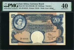 East Africa 1958-1960, 20 Shillings, P39, PMG 40 EF - Picture 1 of 2