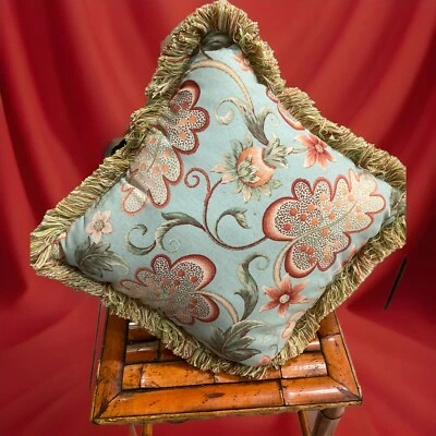 Almohada Pier One Cottage 18x18 Otoño Hoja Seda Flores Flecos Original NUEVO Foto 1 de 4