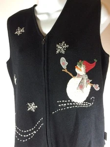 Woolrich Women's Snowman Snowflake Sweater Vest Full Zip Size SMALL - Picture 1 of 5