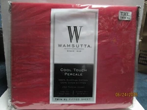 Sábana bajera Wamsutta Cool Touch roja percal doble XL 100 % algodón egipcio - Imagen 1 de 2