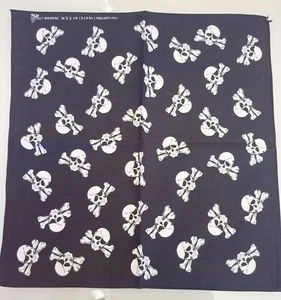 FOULARD BANDANA 100% COTONE 50x50 cm nero teschio pirata - Picture 1 of 1