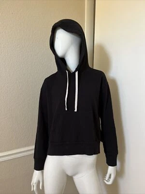 Sudadera corta con capucha tejida modal/ algodón negra MONROW talla S Foto 1 de 4