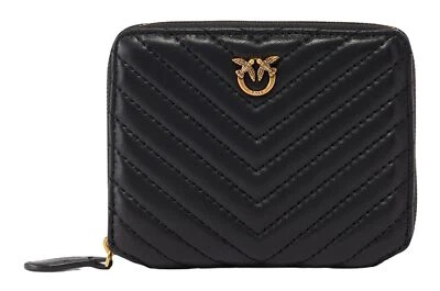 PINKO Taylor Zip Around Sheep Nappa Chevron Black - Antique Gold - Immagine 1 di 3