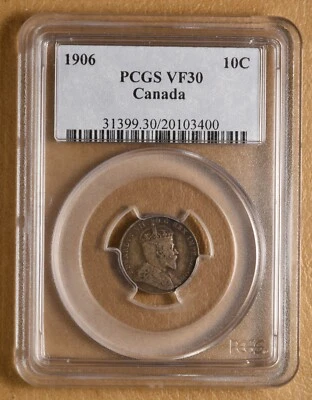 1906 Canada Silver 10 Cents PCGS VF30 - Image 1 of 4