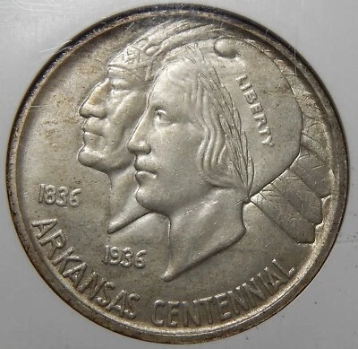 1938-S NGC/CAC MS66 ARKANSAS HALF DOLLAR SILVER COMMEMORATIVE - Image 1 of 4