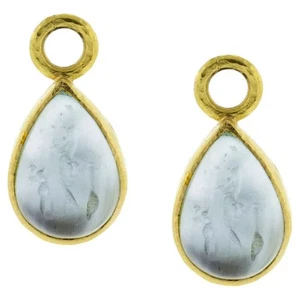 Dijes de oreja de vidrio veneciano aguamarina azul Elizabeth Locke 19kt - Imagen 1 de 4