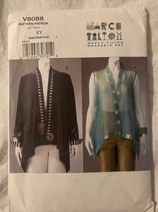 Vogue Marcy Tilton 8088 misses asymmetric top vest jacket loose sz S-L UNCUT - Picture 1 of 5