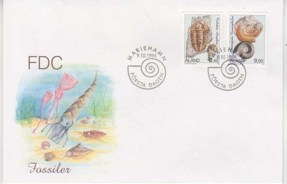 ALAND ISLANDS :  1996    FDC - SCOTT #  96-106  FOSSILS - Image 1 of 1