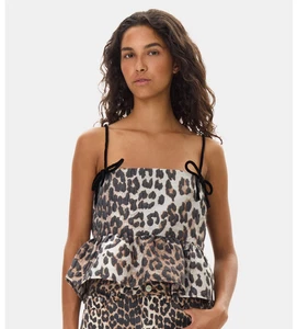 NWT GANNI Leopard 3D Jacquard Top 38/6 - Picture 1 of 7