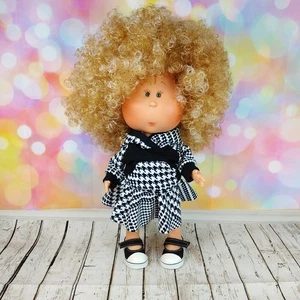 Karierter Rock Hoodie für Puppe Mia 12" Pippa 12" schwarz-weiß - Bild 1 von 1