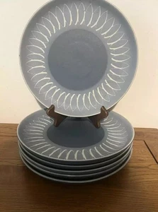 6x Vintage Denby Echo Patterned Blue Dinner Plate D25cm / 10” - Picture 1 of 5