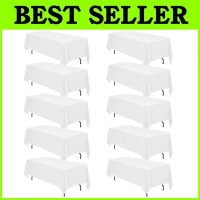 White Polyester Tablecloth Bundle - 70x120 Inch, Pack of 10 - Image 1 of 4