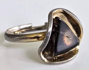 Anello Vintage Agata Marrone Tono Oro Regolabile Misura 7 - Foto 1 di 12