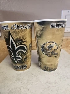 Set Of 2 New Orleans Saints Super Bowl XLIV Hard Plastic Holographic Cups - Picture 1 of 7