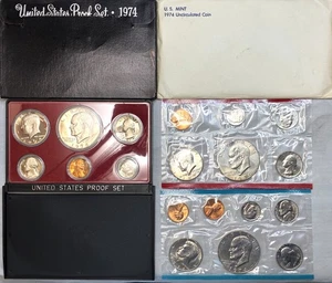 1974 Proof & Uncirculated Annual US Mint Coin Sets PDS 19 Coins - Picture 1 of 6