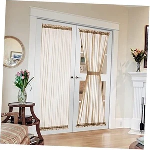 French Door Sheer Curtains for Front Back Patio Glass Door Light Filtering - Picture 1 of 7