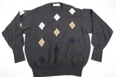 Suéter de golf Clark & Gregory Scotland 100 % lana merino para hombre talla XL gris Argyle Foto 1 de 4