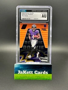 2023 Panini Zenith - Zay Flowers #200 Red Zone RC CGC AU - Baltimore Ravens - Picture 1 of 2