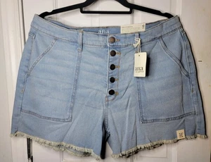 a.n.a Raw Hem High Rise Denim Short 3.5" Inseam Sz 16 Button Fly Pocket Blue NWT - Picture 1 of 8