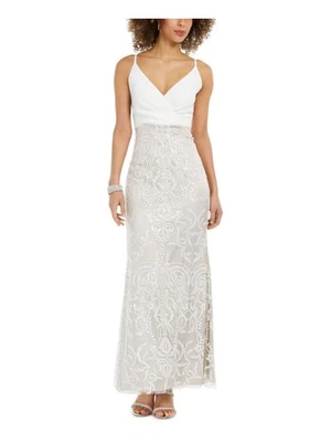 VINCE CAMUTO Womens White Spaghetti Strap Full-Length Gown Dress Petites 10P - Image 1 of 4